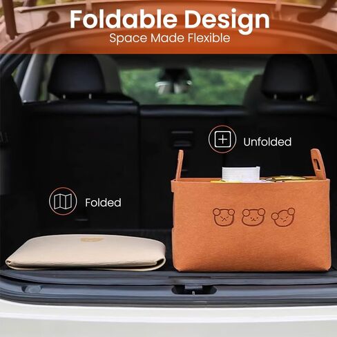 SURDOCA Felt Car Trunk Organizer - 19L Storage Box, Lightweight & Durable, Foldable Car Organizers and Storage - Multi-Purpose Auto Storage Bin for Car, and Home Use in Saudi Arabia