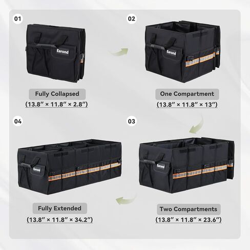 Car Trunk Organizer with Lid,Collapsible Car Storage Organizer with Multi Compartments and Securing Straps for SUV,Sedan,Jeep-Green in Saudi Arabia