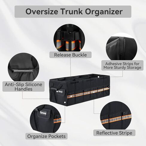 Car Trunk Organizer with Lid,Collapsible Car Storage Organizer with Multi Compartments and Securing Straps for SUV,Sedan,Jeep-Green in Saudi Arabia