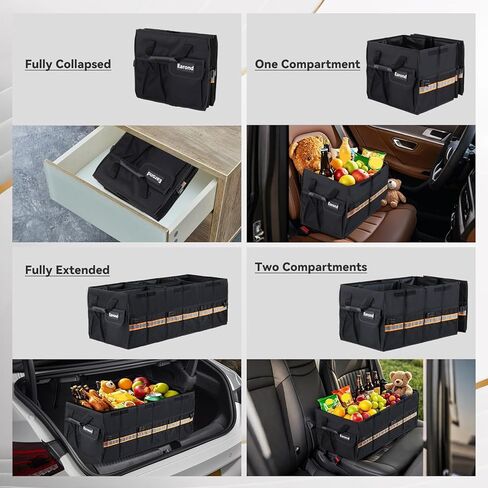 Car Trunk Organizer with Lid,Collapsible Car Storage Organizer with Multi Compartments and Securing Straps for SUV,Sedan,Jeep-Green in Saudi Arabia