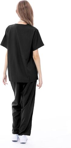 فرك فيكوجارد تم تعيينه للنساء الموحد-Stretch V-Neck Top & Strained Leg Pants مع 9 جيوب لملابس العمل الممرضة in Saudi Arabia