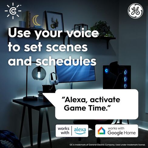 لمبة إضاءة LED ذكية GE CYNC، لمبة إضاءة شمعة B11، تعمل مع Amazon Alexa وGoogle Home، إضاءة WiFi، ما يعادل 60 وات، أبيض ناعم، قاعدة صغيرة (عبوة من قطعتين) in Kuwait