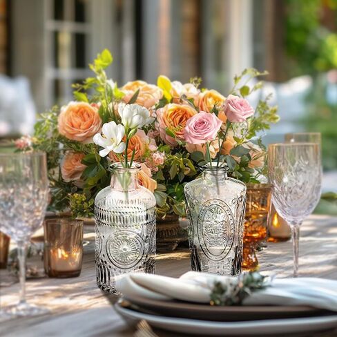 Clear Bud Vases Bulk 32,Small Flower Vases for Wedding Decor,Glass Vintage Bottle Set for Centerpieces,Recepetion,Home in Saudi Arabia