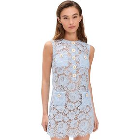 Women's Blue Fine Lace Mini Dress