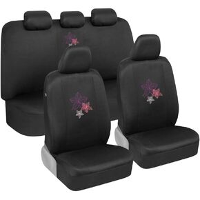 BDK Hawaiian Flowers Car Cover Cover Cover Cover With Whed Wover و Palcs Plads - Abort and الخلفي أغطية مع إكسسوارات مطرزة مطابقة ، ملائمة للسيارات لشاحنات السيارات سيارات سيارات سيارات