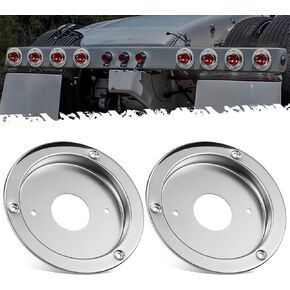 Partsam 2Pcs Watermelon Lights Bunk Adapter, Stainless Steel Round Marker Light Bezel Cover, Mounting Bracket for Any 4" Hole, Light Not Include
