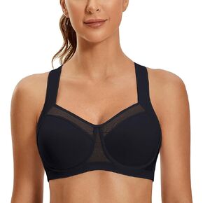 Syrokan عالية التأثير حمالات الصدر الرياضية للمرأة عالية الدعم لا uniboob underwire القابلة للتعديل الصليب Bra in Kuwait