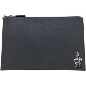 Prada Black Saffiano Voyage Leather Clutch Document Holder 2NG005