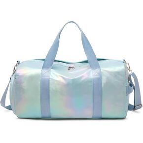 Sports Bag for Girls, Metallic Green Dance Ballet Bag with Shoe Compartment, Multifunctional Travel Overnight Weekender with Waterproof Foldable Design