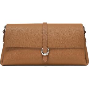 Genuine Leather Clutch Purses for Women Shoulder Bag Trendy Top-Handle Handbags with 2 Adjustable Straps