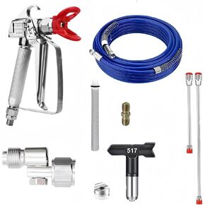 Sprayer Accessories Parts，Spray Painted Extension Pole with Paint Sprayer Hose，Compatible with Graco 390 395 Spraying Machine，Airless Paint Spray Gun Set