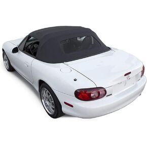 متوافق مع Mazda Miata Convertible Top 1990-2005 من قطعة واحدة من الزجاج غير المدفأة في كابريو فينيل (أسود)