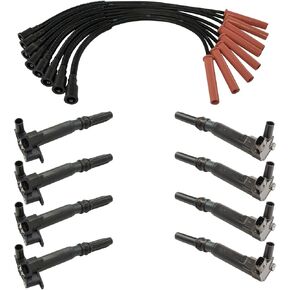 TRQ Ignition Kit Ignition Coil Spark Plugs Wire Set Compatible with 2010-2014 Ford F-150 2011-2016 F-250 Super Duty F-350 Super Duty