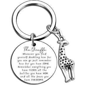 Giraffe Keychain Inspirational Giraffe Gifts for Women Men Giraffo Lovers Motivational Encouragement Gifts Giraffo Stuff Animal Accessories Jewelry Birthday Christmas