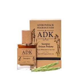 Adirondack Fragrance & Flavor Farm ADK Sweetgrass Artisan Perfume Roller .33 oz (10 mL), Natural Hypoallergenic & Clean Perfume for Women & Men with Notes of Sweetgrass, Nutmeg, Ylang Ylang, Vanilla