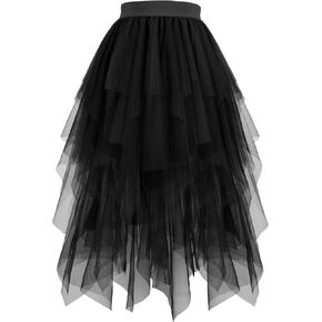 Hanpceirs Women's Tulle Skirts High Low Layered A-line Midi Skirt Irregular Tutu for Women in Saudi Arabia