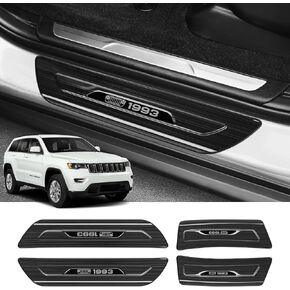 ZZEQYG 4 Pcs Stainless Steel Door Sill Protector Compatible with Jeep Grand Cherokee(Not for L Model) 2011-2021 Accessories Door Sill Guards Trim (Black Brushed)