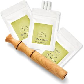 Aromatherapy Essential Oil Inhaler, Smoking Quit Inhaler Stick, Personal Wooden Essential Oil Diffuser with 3 Packs of Empty Cotton Wicks。