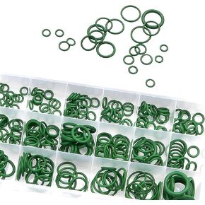 270 PCS AC O Ring Kit, 18 Sizes Gasket Seal, Rubber Washer Orings Car Air Conditioning Compressor Seals, O Ring AC Gasket Assortment Kit (Green)