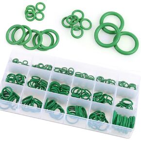 270 PCS ضاغط تكييف الهواء الضاغط O-Ring ، حلقات ختم مضادة للتسرب مرنة ، مع صندوق تخزين ، عالمي للسيارات (أخضر)