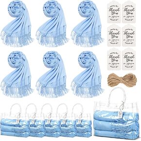 Hercicy 6 Sets Baby Shower Game Prizes for Winners Scarf Shawl with Clear Gift Bags Tags for Wedding Bridal Shower Favors