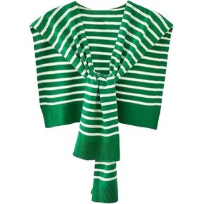 Women Sweater Shawl Wraps Y2K Knitted Tie Up Knotted Shoulder Cape Casual Travel Scarf Tops Trendy Preppy Streetwear