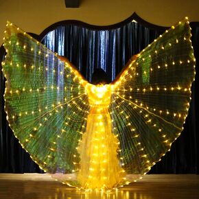 LED LSIS Wings ، أجنحة رقص البطن ، تضيء أجنحة الفراشة LED الملونة ، أجنحة Glow Angel Dance مع عصا التلسكوبية ، أداء الأطفال البالغين Carnival Christmas