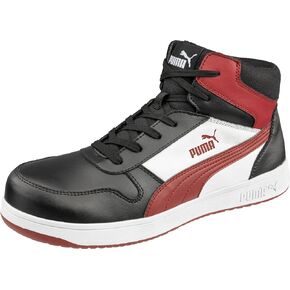 PUMA Men's Frontcourt Black/White/Red Mid Eh Industrial Shoe