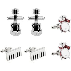Ximimark 3 Pair Of Drum Shaped Cufflinks, Creative Men's Cufflinks, Exquisite Shirt Accessories