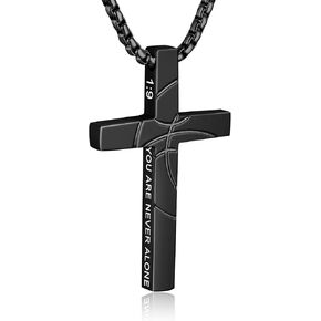 Basketball Cross Necklace for Boys Men Inspirational Christian Bible Verse Cross Pendant Stainless Steel Chain 20+2 inch Basketball Jewelry Religious Gift for Men in Kuwait