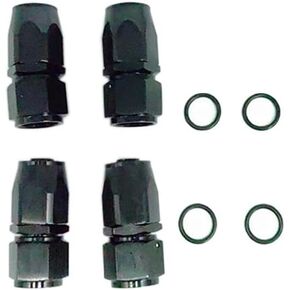 8AN موصل تركيب خرطوم نهائي مستقيم على التوصل إلى خرطوم مضفر CPE ، 4pcs أسود ، محول هيدروليكي من الفولاذ المقاوم للصدأ ، تركيب ضغط عالي التسرب على التسرب