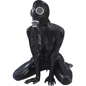 ABWL Latex Cosplay Gas Mask,Full Face Steampunk Mask for Men Women,Rubber Halloween Game Masks Masquerade Costumes Clubwear