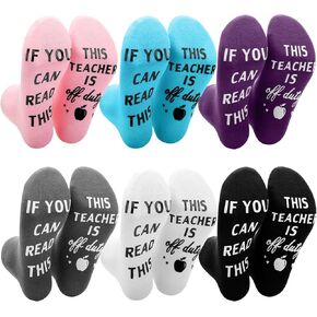 Ramede 6 Pairs Teacher Ankle Socks Nurse Socks Bulk for Women If You Can Read This for Appreciation Presents