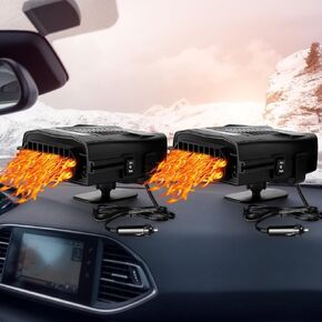 2 PCS 12V 150W CAR HEATER FAN WINTHER WINKER DEFOGGER و DEFROSTER SEAT TRAFERES 2 في 1 سدادات سخان السيارة المحمولة في ولاعة السجائر مع قاعدة 360 درجة قابلة للدوار (أسود)
