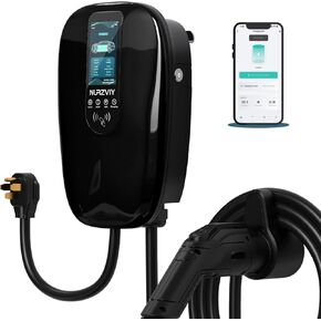 مستوى 2 ev شاحن للمنزل 48 AMP 240V محطة شحن السيارات الكهربائية مع التحكم في التطبيق ، evse داخلي/خارجي مع wifi/Bluetooth ، hardwired