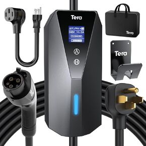 Tera Electric Vehicle Charger Portable: Level 2 & 1 J1772 16A 8A 240V 110V ETL NEMA 14-50 Plug EV Charging Station with NEMA 5-15 Adapter Cord 23FT Indoor & Outdoor Cable P02