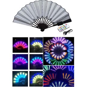 2023 New Folding Fan Led Fan Have 365 Kinds of Illusionary Lighting with Light Up Hand Fan, Cool Multifunction Props Fan, Remote Rave Hand Fan Large Folding Hand,Gift for Party(White)