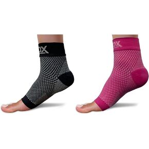 SB SOX - 2 Pairs Plantar Fasciitis Compression Socks (Black, Medium + Pink, Medium)