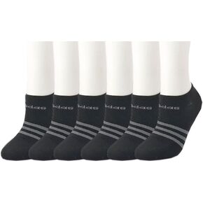 Adidas Women's Superlite No Swhere Socks (حزمة من 6) (حجم جورب المرأة 5-10 ، سوداء صلبة)