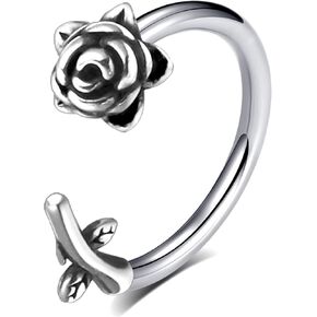 16G Rose Flower Lip Rings Surgical Steel Snake Bite Jewelry for Snake Bites Piecing, Horseshoe Labret Jewelry for Lip Piercing, 16 Gauge