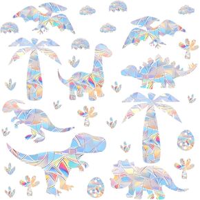 40 PCS Window Decals to Prevent Bird Strikes - 4 Sheets Bird Anti Collision Window Stickers Rainbow Sun Catcher Clings No Glue Required, Spring Seasonal Hummingbird