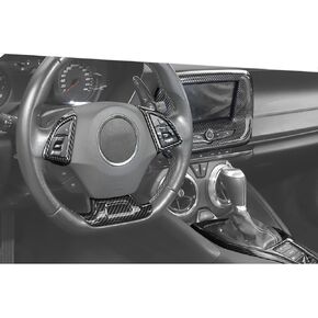 Jimen Fit لـ Chevrolet Camaro 2017-2024 ، 6pcs مجموعات ألياف الكربون الداخلية - غطاء شاشة التنقل ، تقليم لوحة التحول
