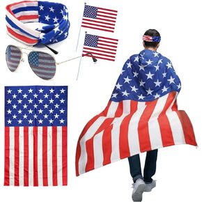 أزياء العلم الأمريكي كيب ، في الرابع من يوليو ، الديكور الوطني ، النظارات الشمسية في اليوم التذكاري ، الولايات المتحدة الأمريكية.