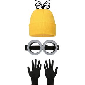Halloween Adult Costume Accessories with Yellow Hat Goggles Gloves Funny Family Cosplay