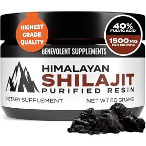 Pure Himalayan Shilajit Resin 1500mg | 40% Fulvic Acid (Maximum Potency) | Natural Shilajit for Men & Women with 85+ Trace Minerals Supplement for Energy & Performance | Non GMO | 50 Grams