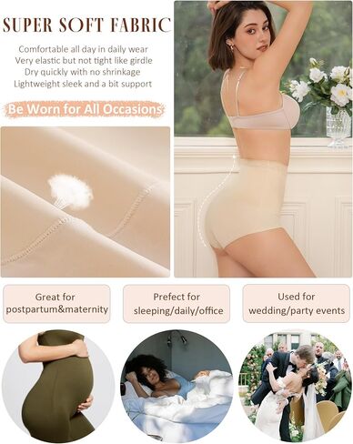FINETOO Light Tummy Control Shaping Briefs High Waist Womens Underwear Lace Waist Core Smooth Ladies Panties S-3XL in Kuwait