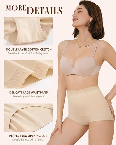 FINETOO Light Tummy Control Shaping Briefs High Waist Womens Underwear Lace Waist Core Smooth Ladies Panties S-3XL in Kuwait