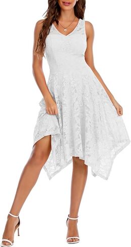 Meetjen Women's Cocktail Party Dresses 2025 Handkerchief Hem Lace Formal Wedding Guest Bridesmaid Fancy Prom Dress in Kuwait