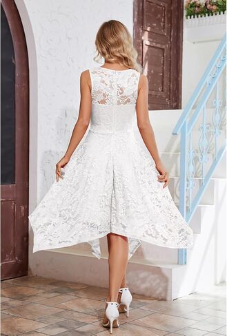 Meetjen Women's Cocktail Party Dresses 2025 Handkerchief Hem Lace Formal Wedding Guest Bridesmaid Fancy Prom Dress in Kuwait