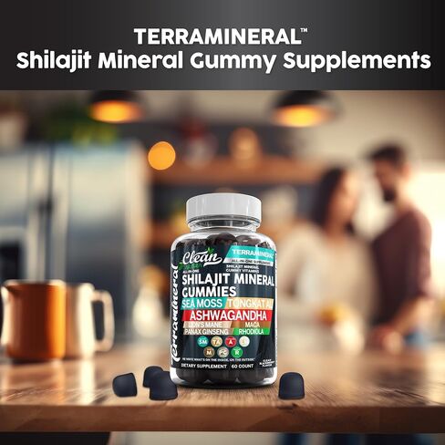 Terramineral Shilajit Gummies with Irish Sea Moss Tongkat Ali Ashwagandha Lion's Mane MACA Panax Ginseng Rhodiola & Cordyceps by Clean Nutra (1) in Saudi Arabia